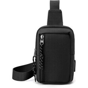Men Women Small Waterproof Crossbody Bag Black #2